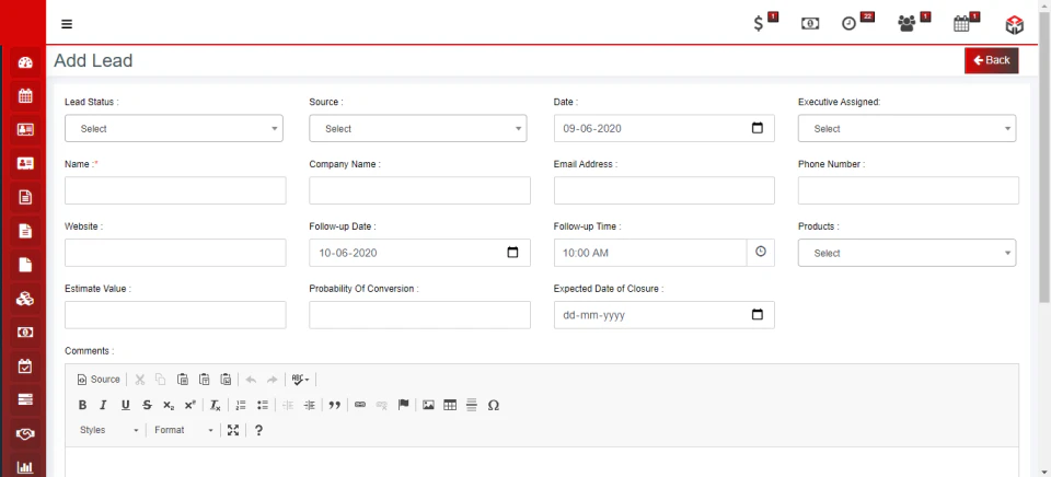 screenshot of Solid Performers CRM